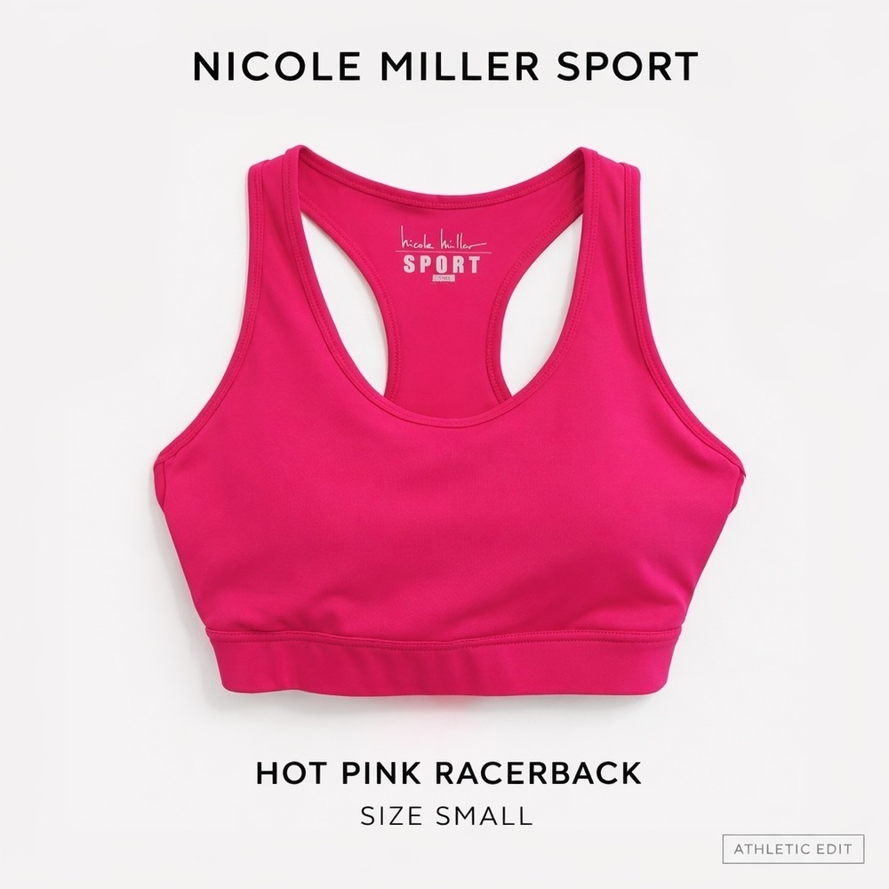 Nicole Miller Sport Hot Pink Racerback Sports Bra Small High Support Activewear